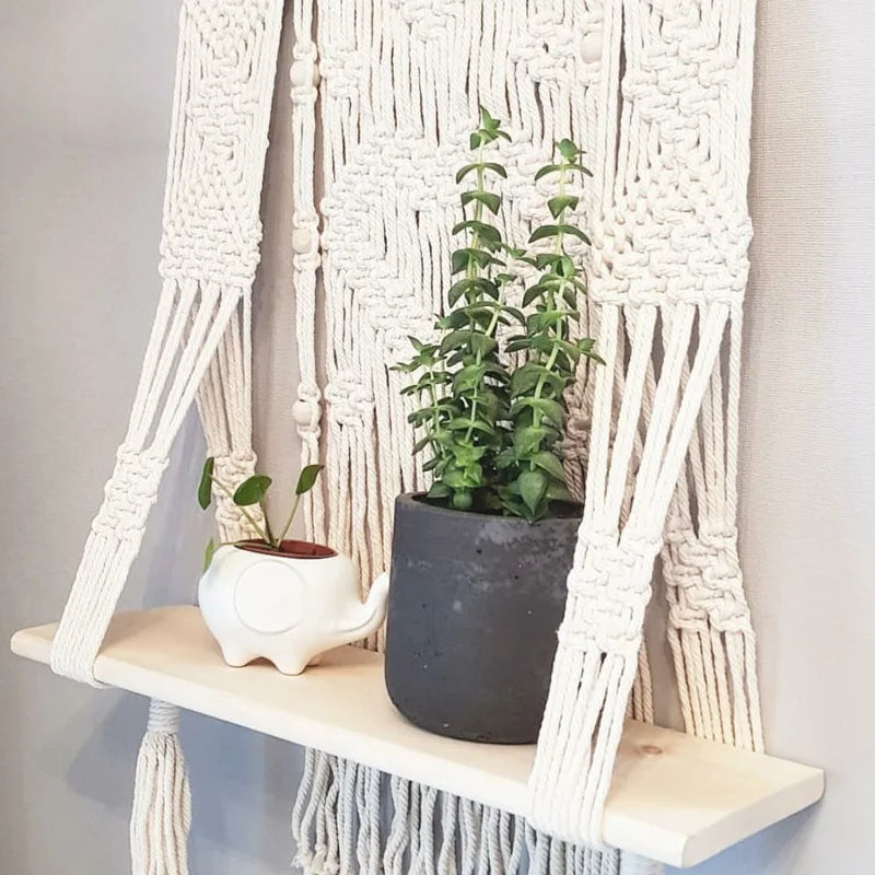 Boho Macrame Rack Hanging Shelf