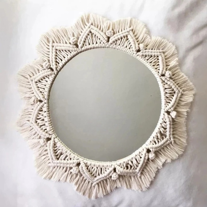 Boho Macrame Round Mirror