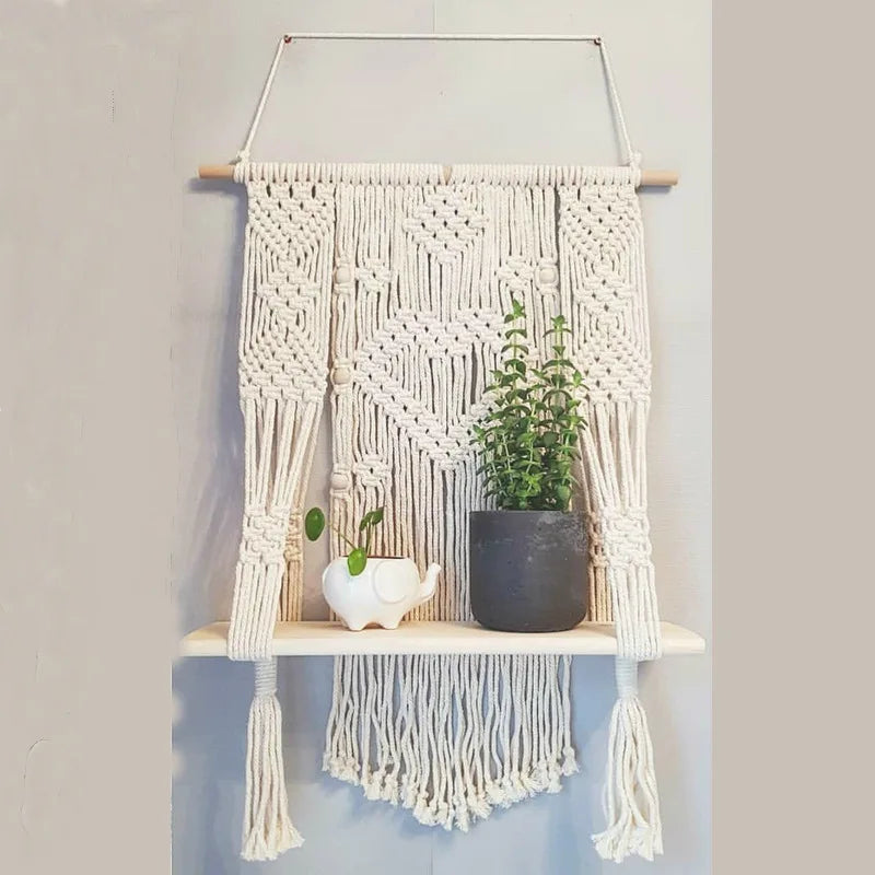 Boho Macrame Rack Hanging Shelf