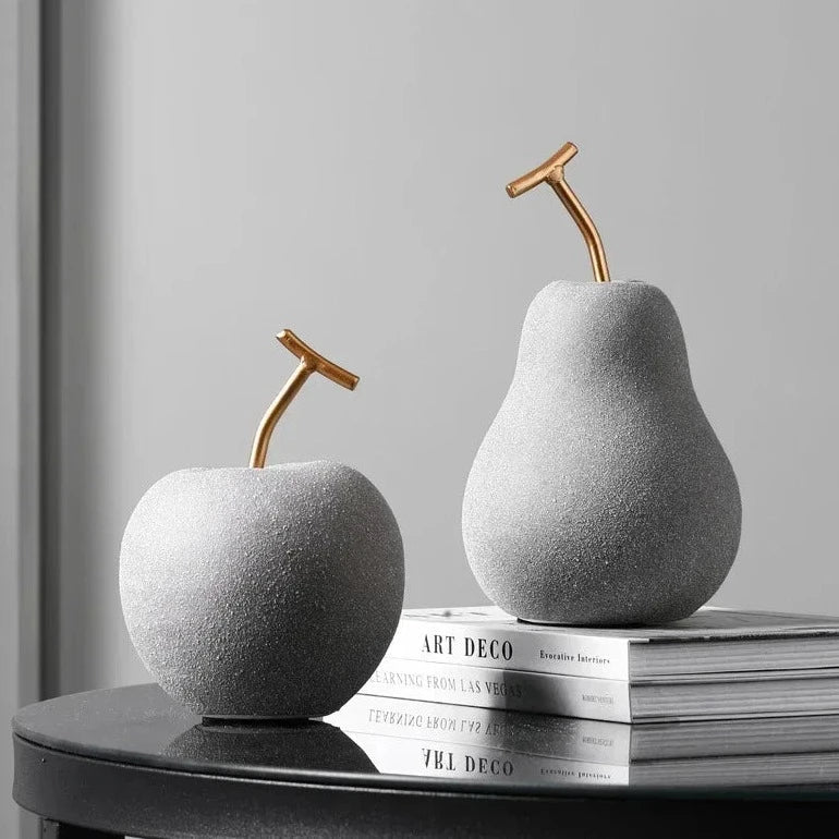 Ceramic Apple Pear Statue Figurines
