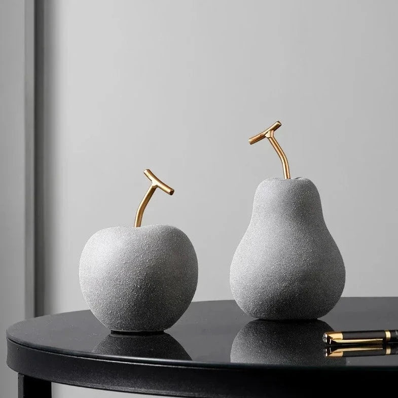 Ceramic Apple Pear Statue Figurines