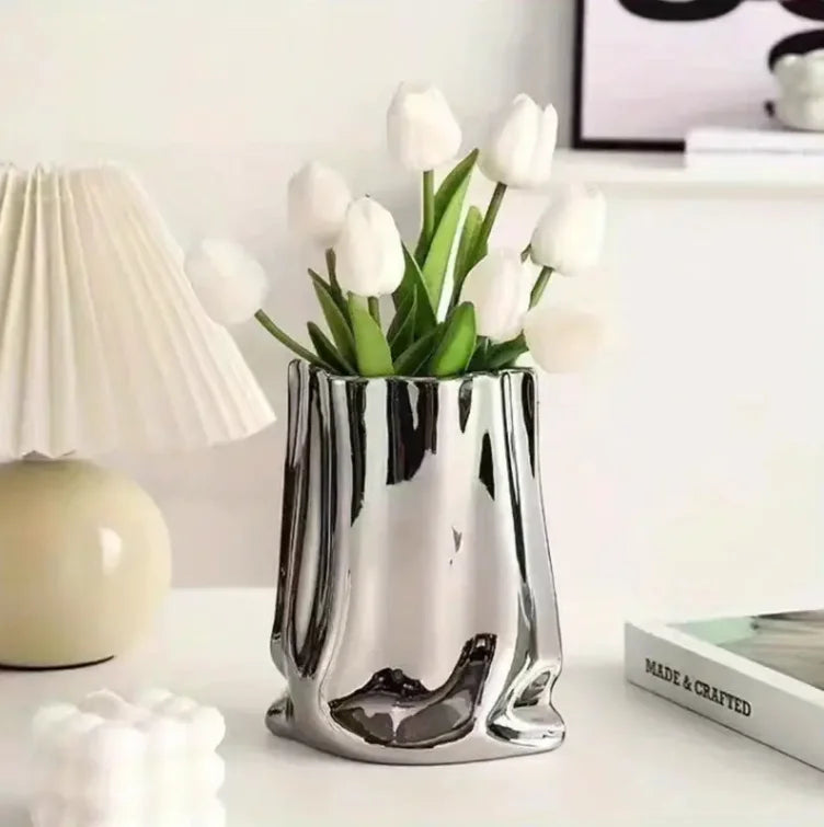 Slivery Ceramic flower Vase